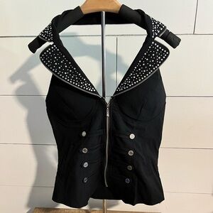 Sailor collar beaded halter